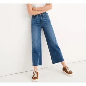 Madewell Slim Wide Leg Crop Raw Hem Jeans Crownridge Medium Wash High Rise 27